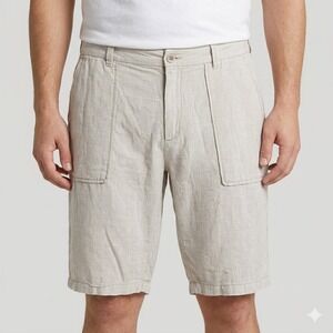 Jetlag Mens Linen Shorts Big & Tall Neutral Plaid Size‎ 38